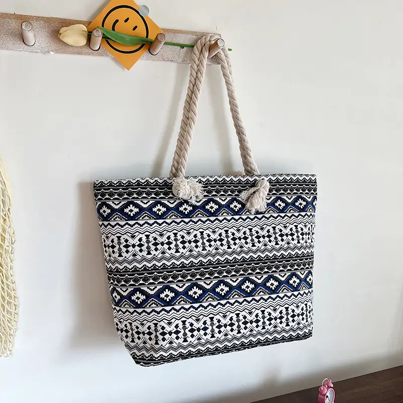 Large Canvas Ethnic Shoulder Tote Bag Women New Style - Image 2