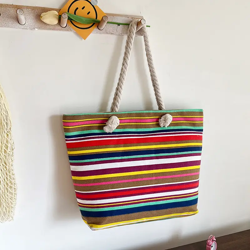 Large Canvas Ethnic Shoulder Tote Bag Women New Style - Image 5