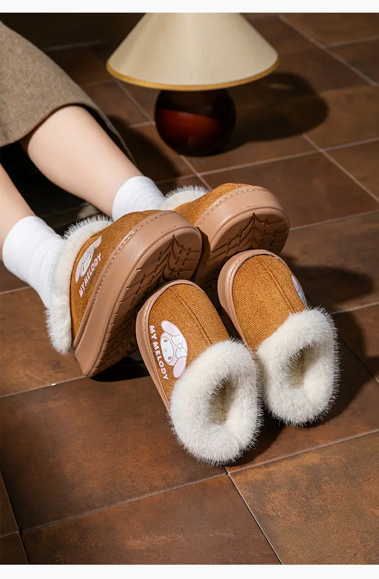 Winter New Kt Cat Kuromi Parent-Child Warm Indoor Plush Slippers Cute Non-Slip Home Children's Cotton Slippers — feature 18