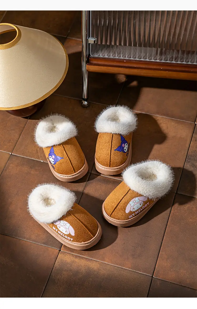 Winter New Kt Cat Kuromi Parent-Child Warm Indoor Plush Slippers Cute Non-Slip Home Children's Cotton Slippers — feature 21