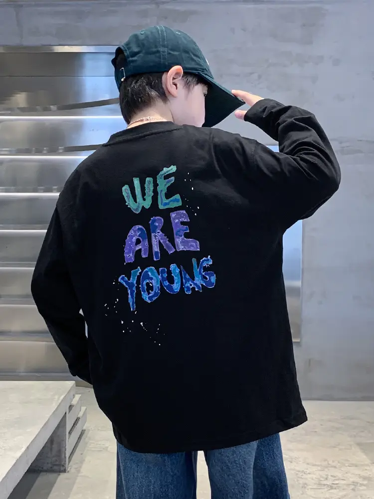 Autumn Long Sleeve T-Shirt for Boys White "We Are Young"