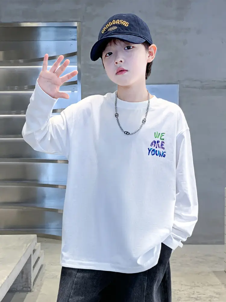 Autumn Long Sleeve T-Shirt for Boys White "We Are Young"