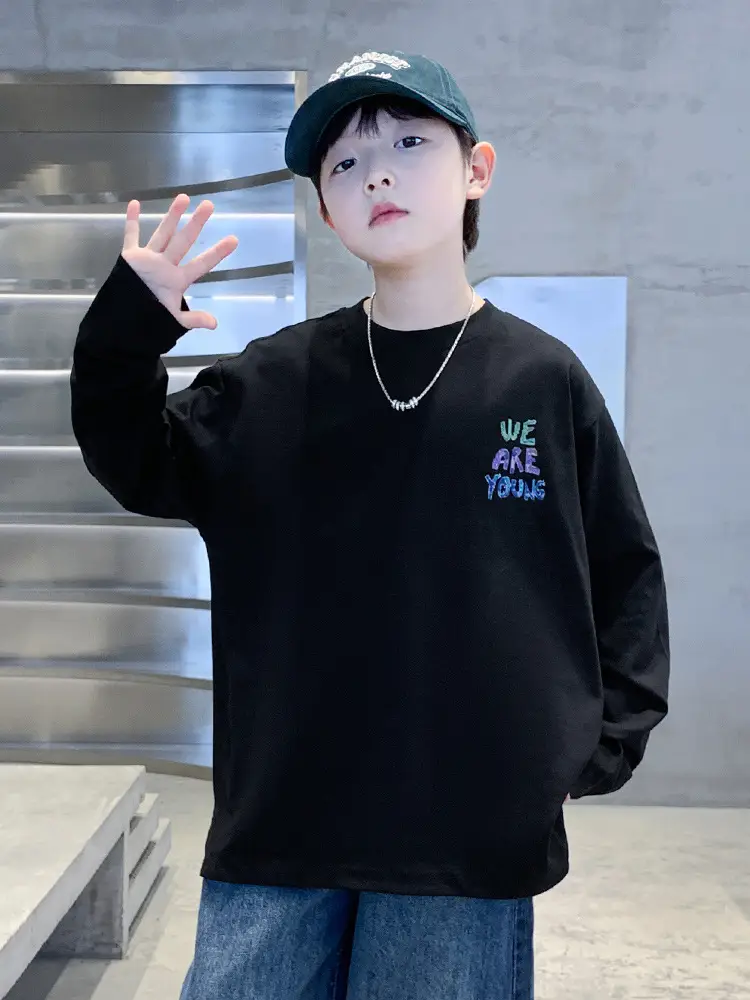 Autumn Long Sleeve T-Shirt for Boys White "We Are Young"