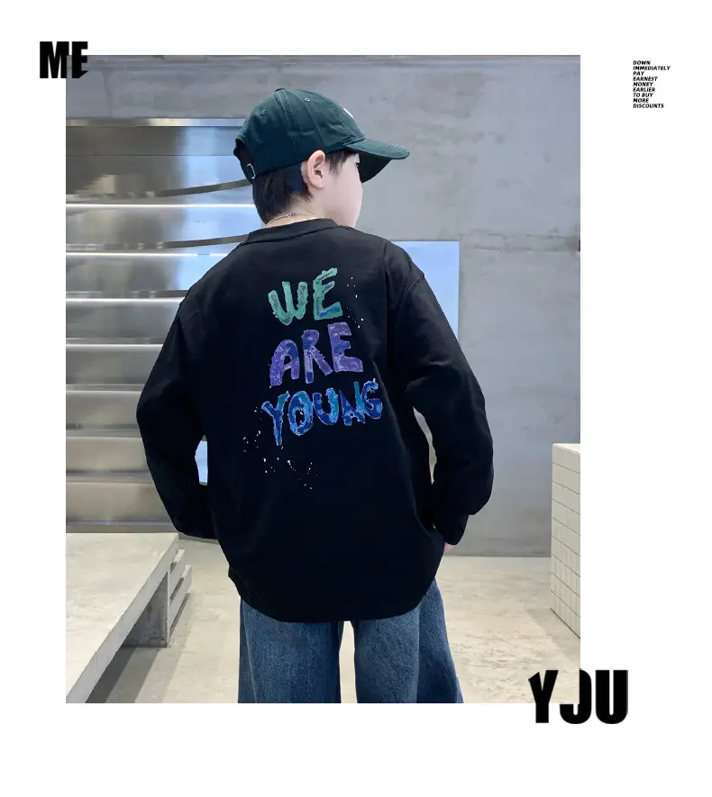 Autumn Long Sleeve T-Shirt for Boys White "We Are Young" — feature 11