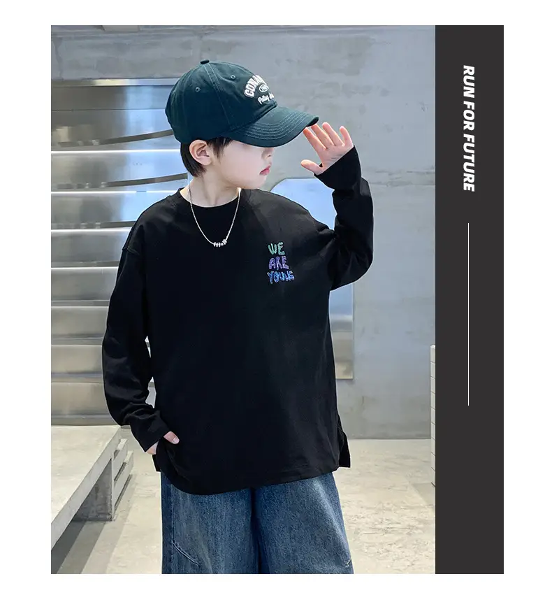 Autumn Long Sleeve T-Shirt for Boys White "We Are Young" — feature 12