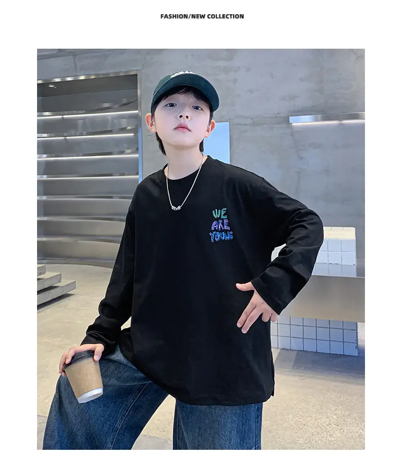 Autumn Long Sleeve T-Shirt for Boys White "We Are Young" — feature 13
