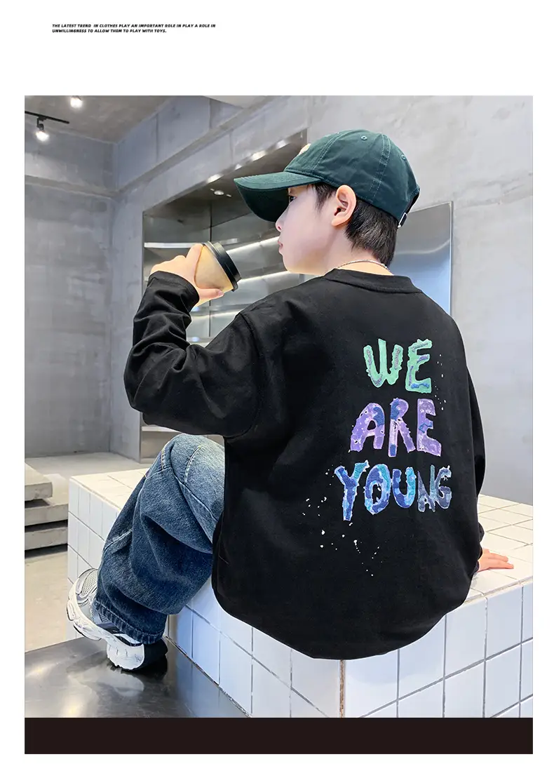 Autumn Long Sleeve T-Shirt for Boys White "We Are Young" — feature 14