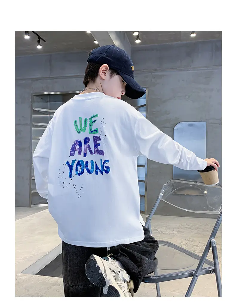Autumn Long Sleeve T-Shirt for Boys White "We Are Young" — feature 15