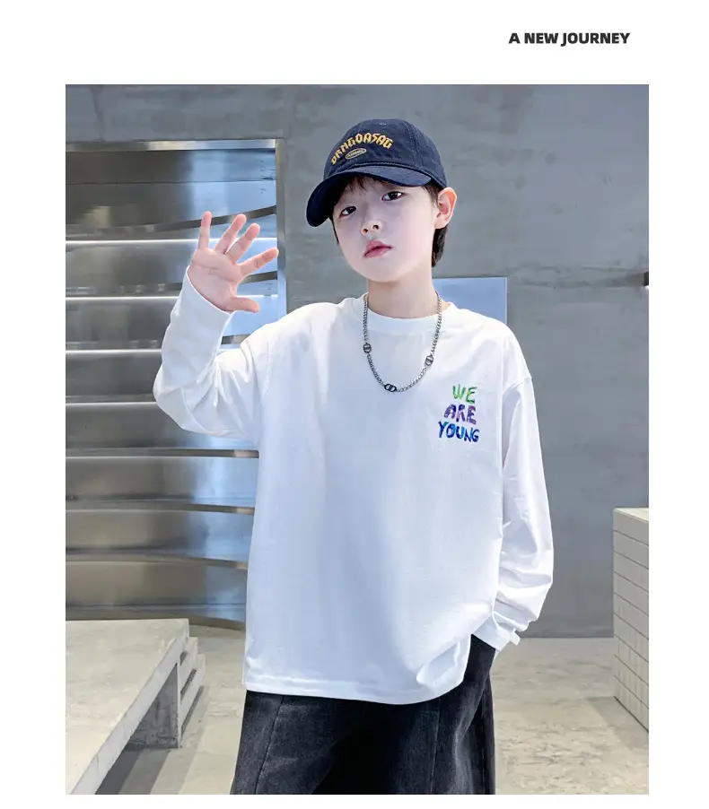 Autumn Long Sleeve T-Shirt for Boys White "We Are Young" — feature 16
