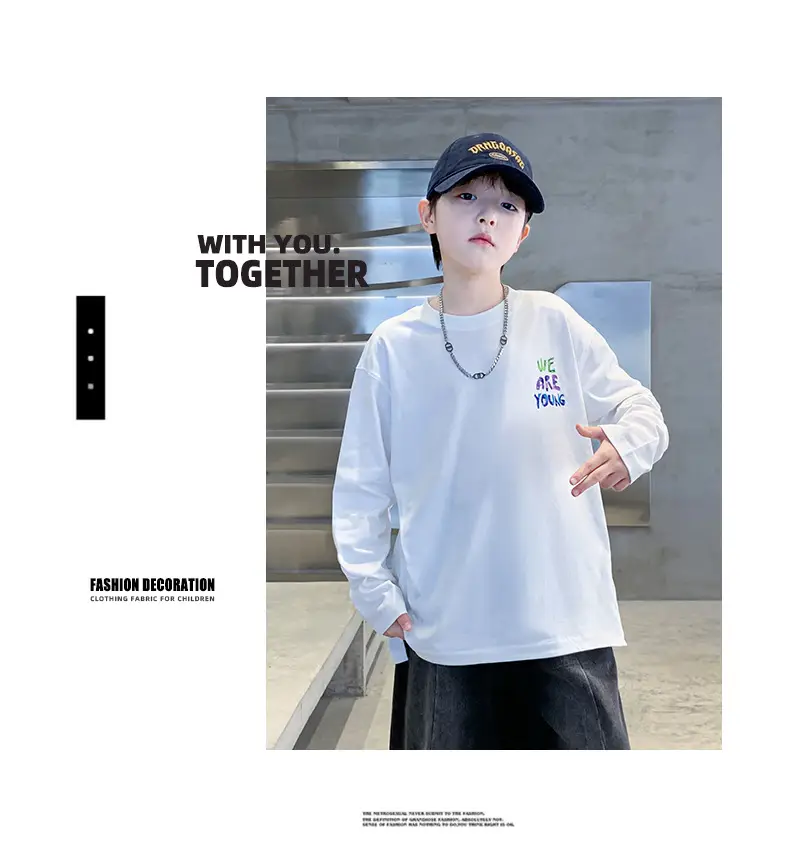 Autumn Long Sleeve T-Shirt for Boys White "We Are Young" — feature 17