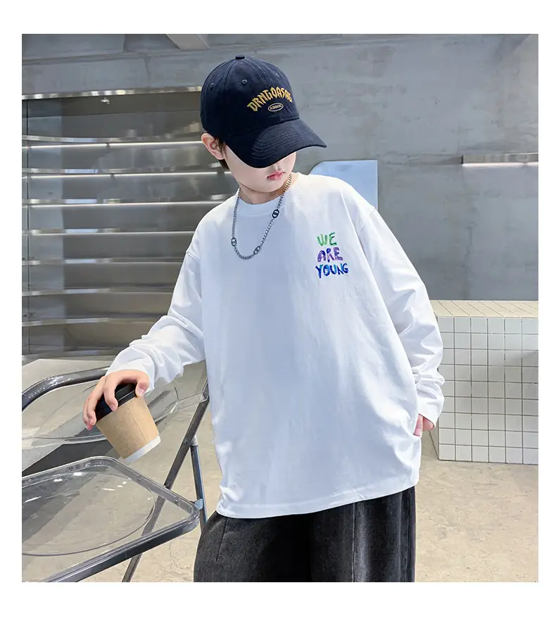Autumn Long Sleeve T-Shirt for Boys White "We Are Young" — feature 18