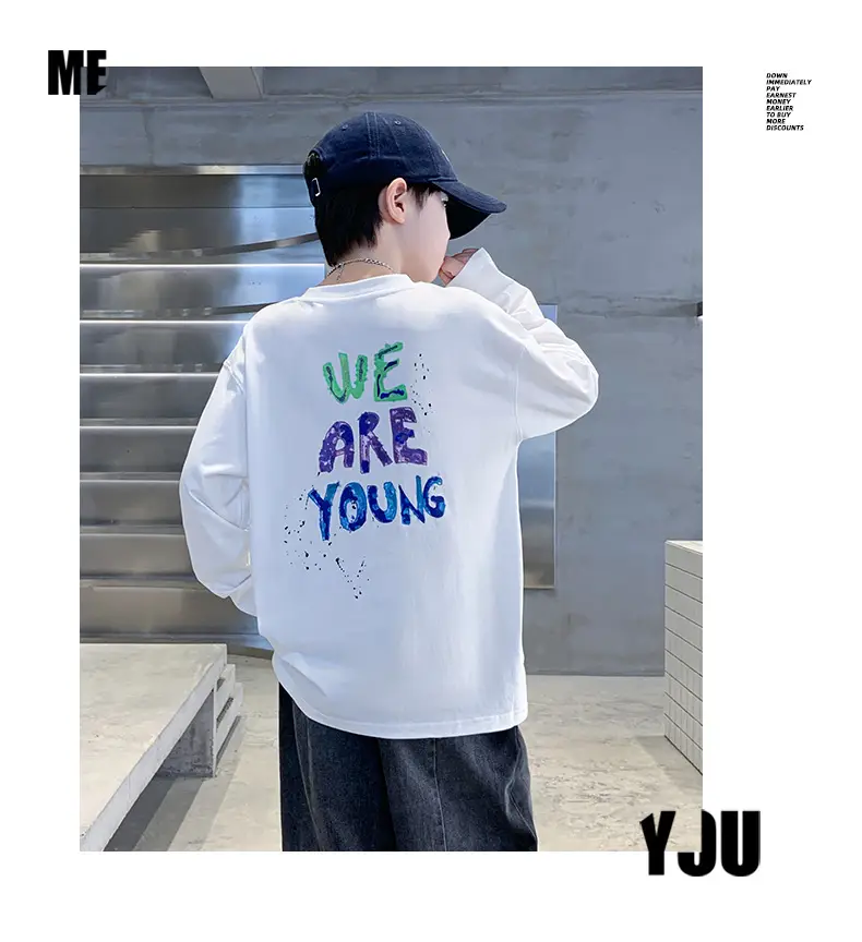 Autumn Long Sleeve T-Shirt for Boys White "We Are Young" — feature 19