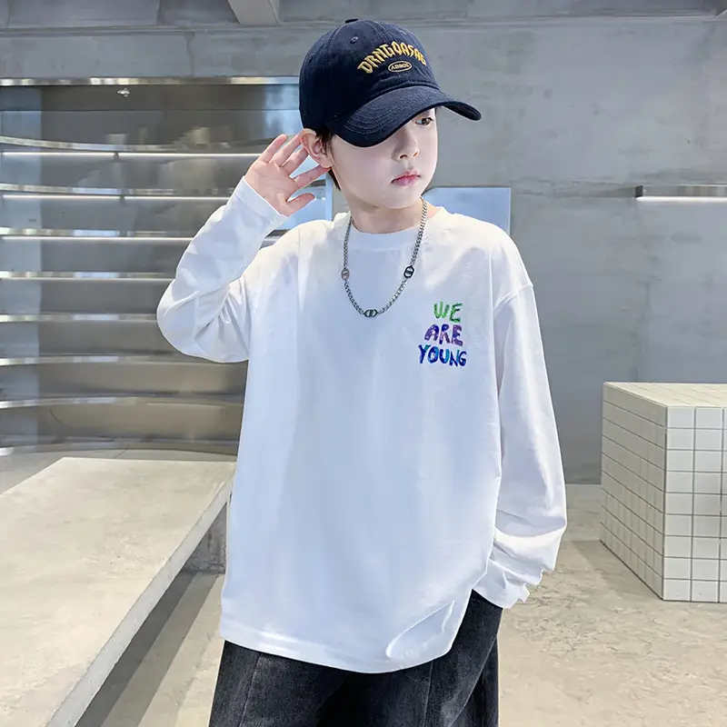 Autumn Long Sleeve T-Shirt for Boys White "We Are Young" — feature 2