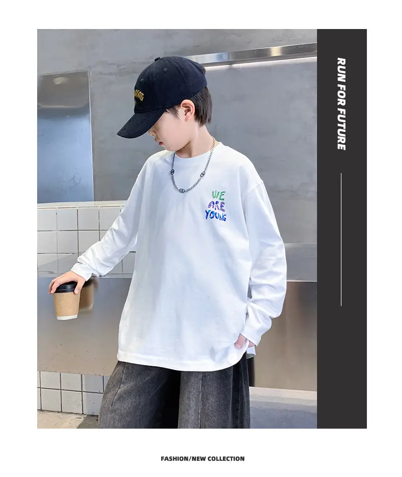 Autumn Long Sleeve T-Shirt for Boys White "We Are Young" — feature 20