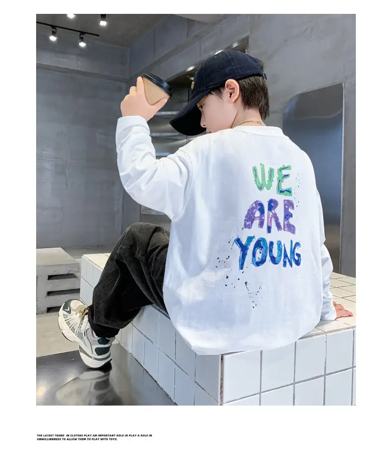 Autumn Long Sleeve T-Shirt for Boys White "We Are Young" — feature 21