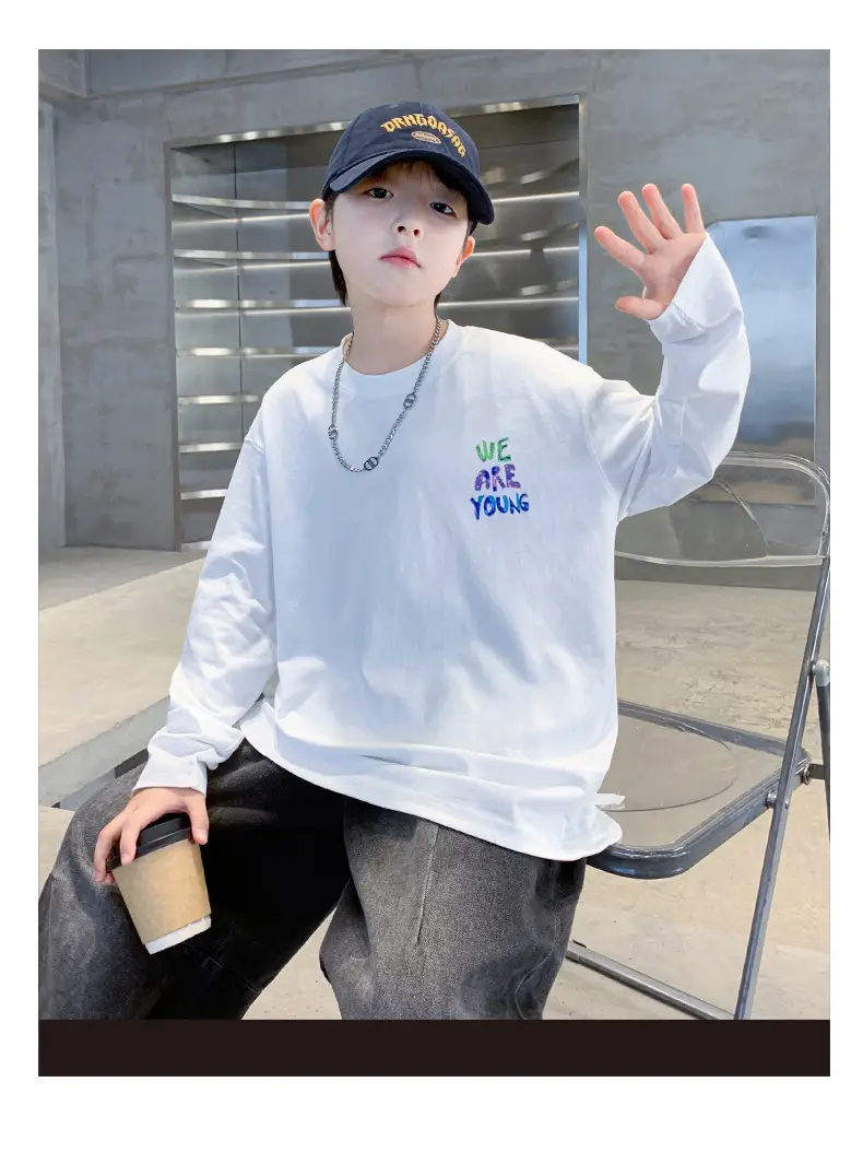 Autumn Long Sleeve T-Shirt for Boys White "We Are Young" — feature 22
