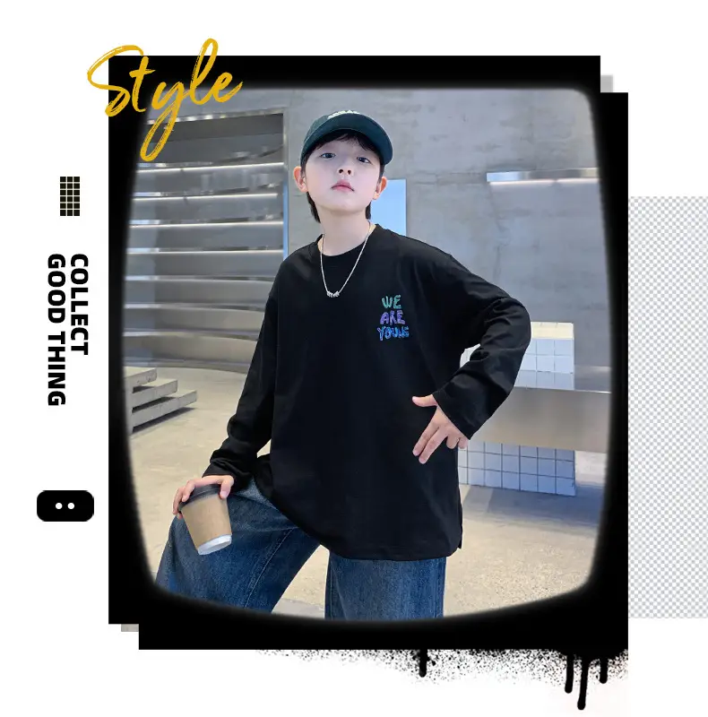 Autumn Long Sleeve T-Shirt for Boys White "We Are Young" — feature 7