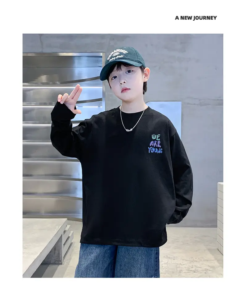 Autumn Long Sleeve T-Shirt for Boys White "We Are Young" — feature 8