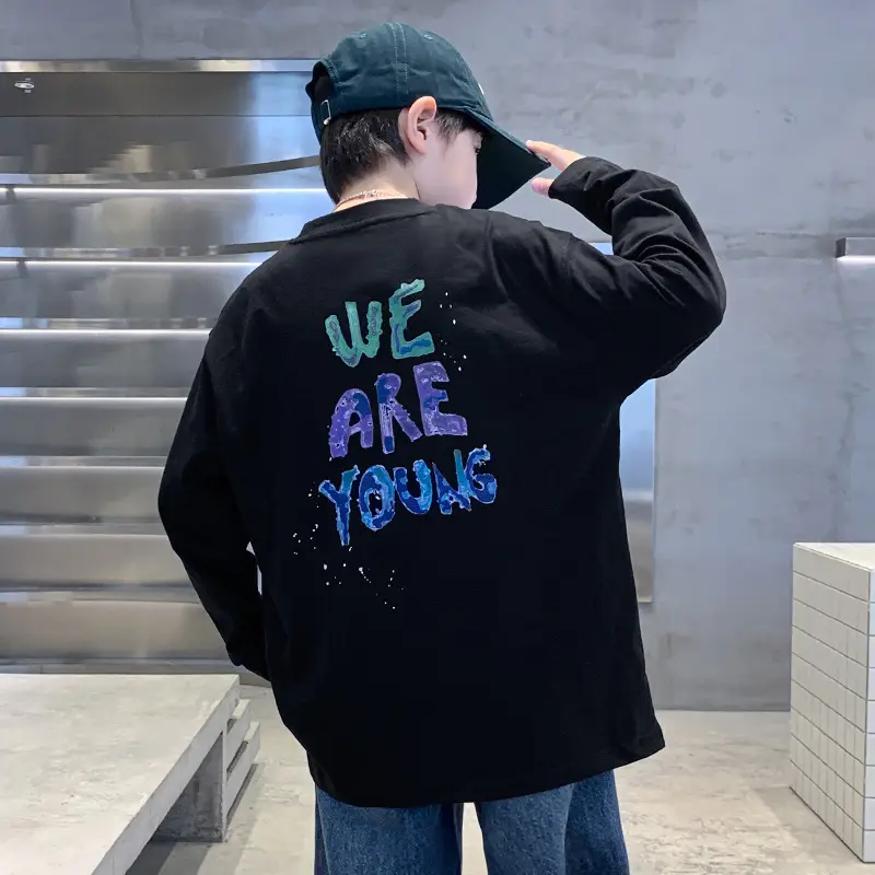 Autumn Long Sleeve T-Shirt for Boys White "We Are Young"