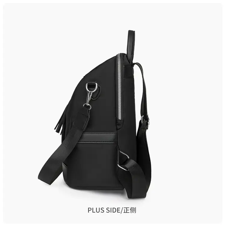 Pink Women's Shoulder Backpack with Tassel & Black Backup — feature 21