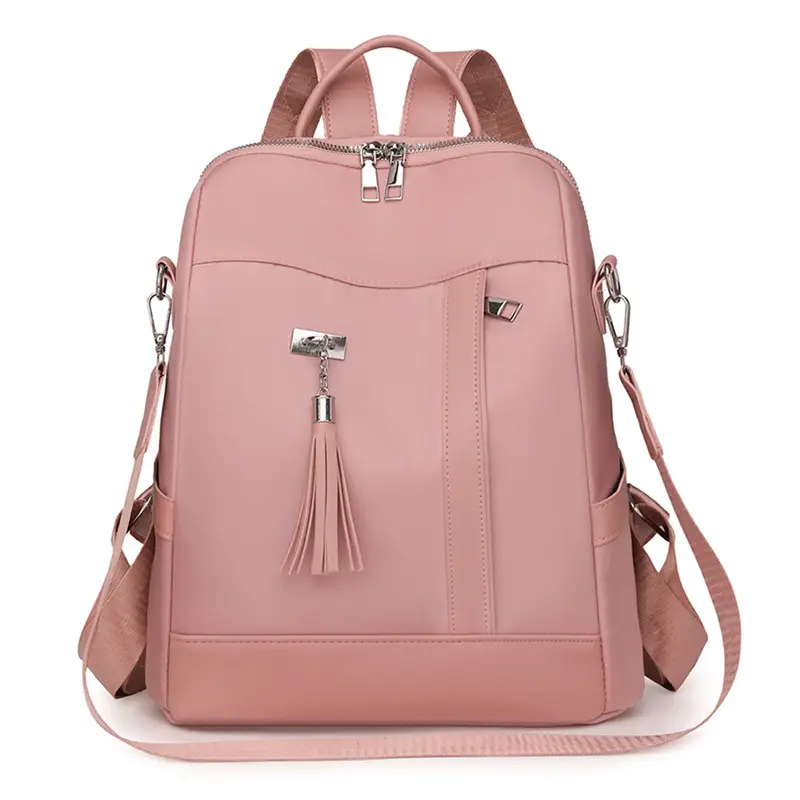 Pink Women's Shoulder Backpack with Tassel & Black Backup - Image 2