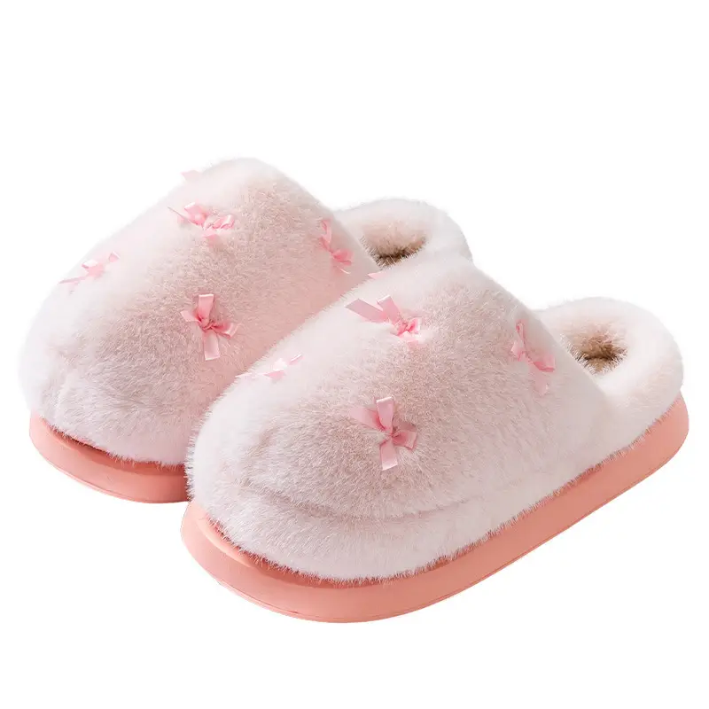 Bow Cotton Slippers for Women, Autumn and Winter Outer Wear 2025 New Fashion Internet Celebrity Super Popular Girl Warm Plush Cotton Slippers - Image 13