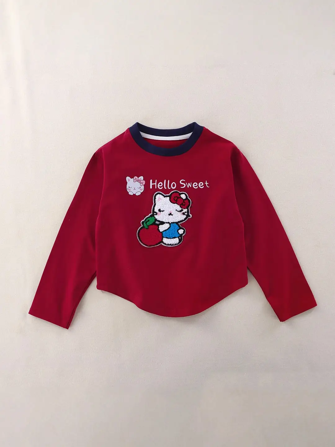 Girls Red Hello Sweet Long Sleeve Sweatshirt 2025