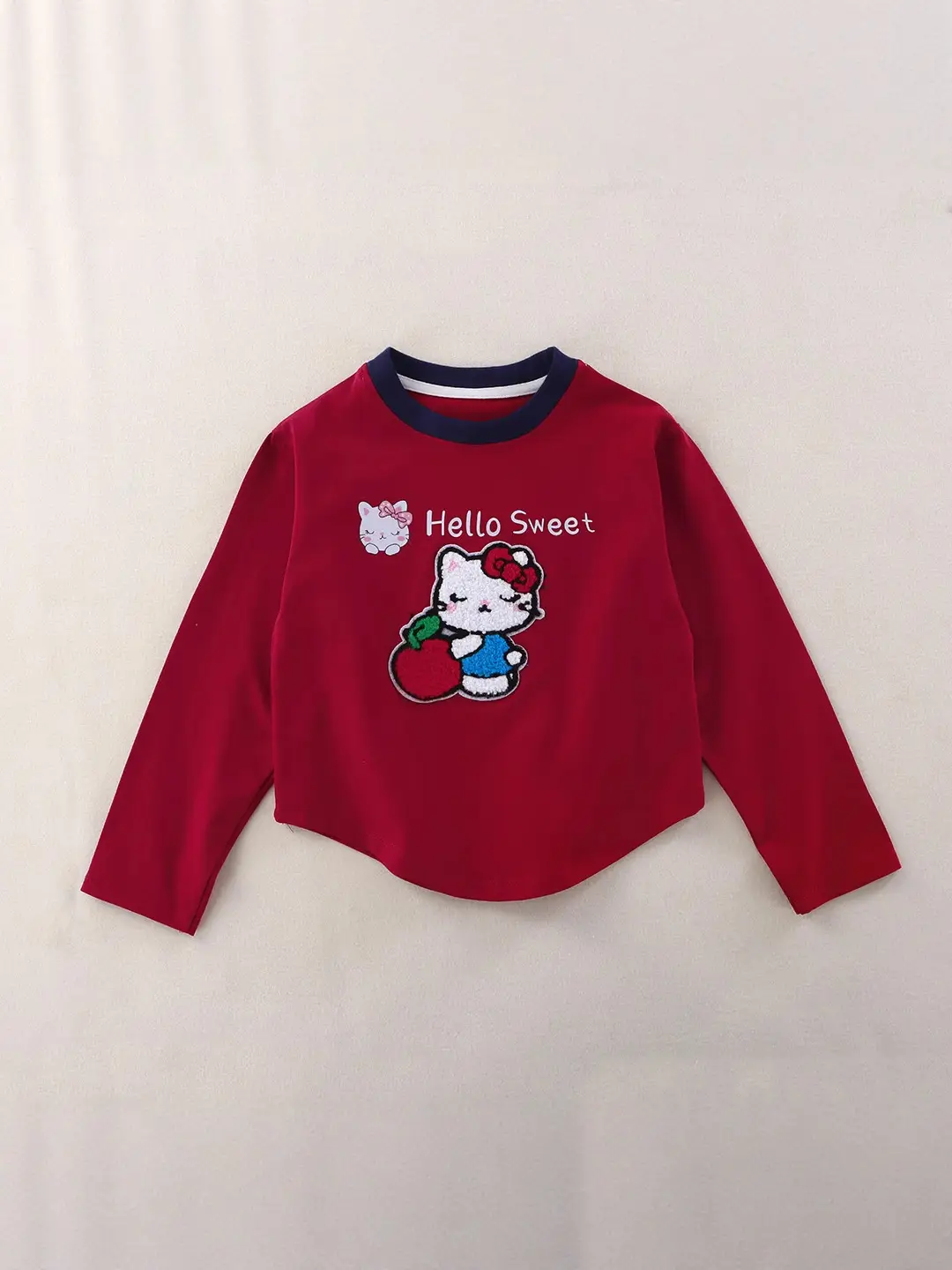 Girls Red Hello Sweet Long Sleeve Sweatshirt 2025