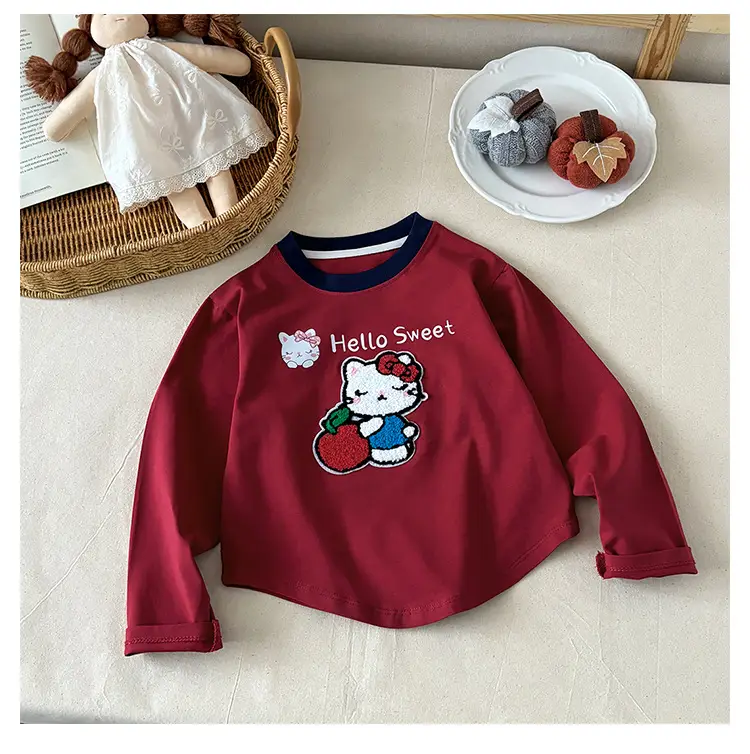 Girls Red Hello Sweet Long Sleeve Sweatshirt 2025 — feature 18