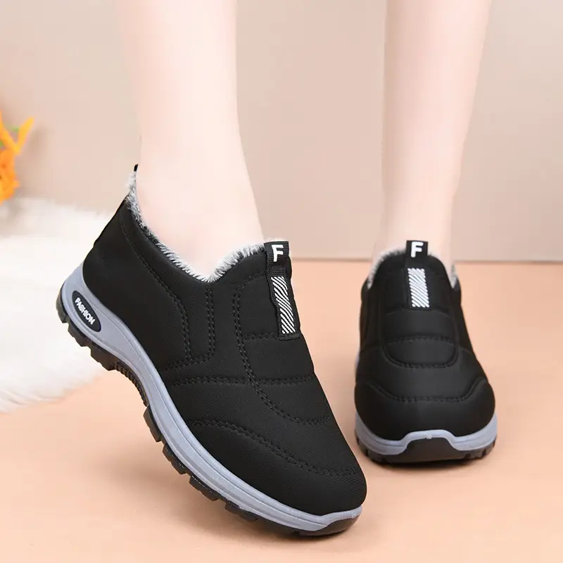 Winter Warm Slip-On Snow Boots for Women, Cotton-Lined, Thickened, Soft-Soled Cotton Boots for Middle-Aged and Elderly Women in Winter