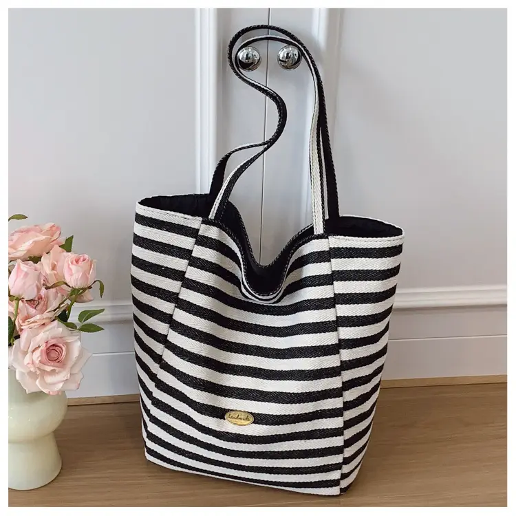 Blue Striped Lazy Style Large Tote Bag