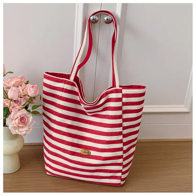 Blue Striped Lazy Style Large Tote Bag
