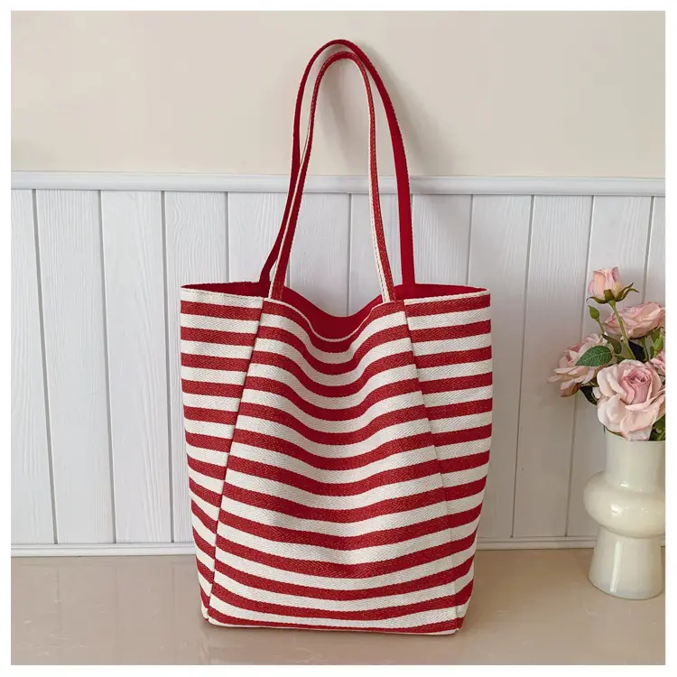 Blue Striped Lazy Style Large Tote Bag