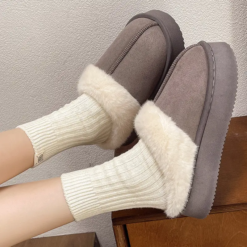 2026 New Winter Thick-Soled Cotton Slippers for Women, Non-Slip, Breathable, Warm, Home Furry Slippers, Outdoor Cotton Shoes for Women - Image 4