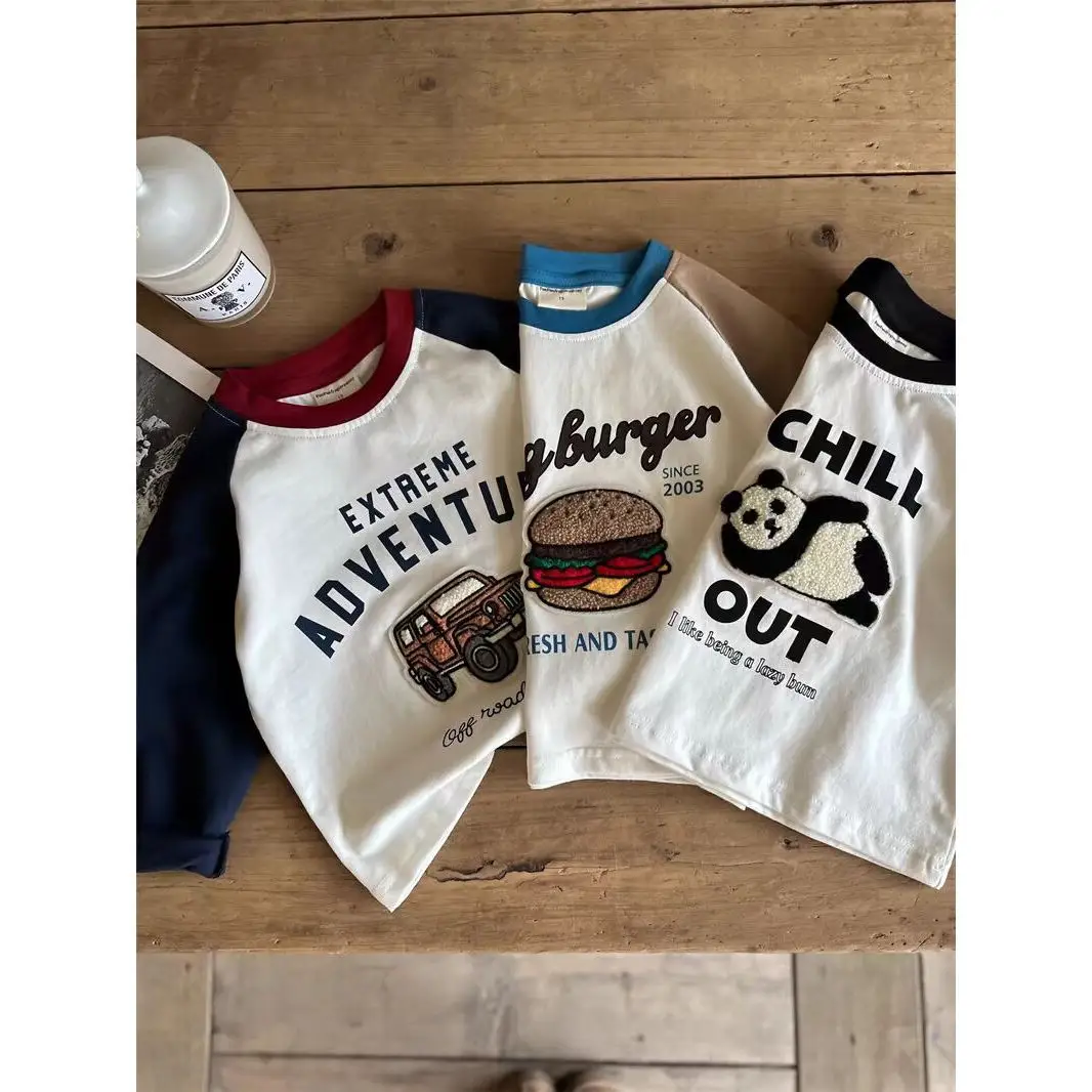 Little Bear Long Sleeve T-Shirt White Black Spring Autumn Boys - Image 8