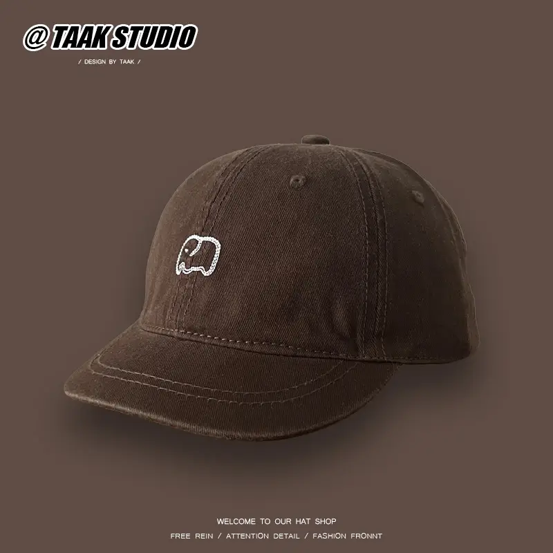 American Retro Elephant Cap Women Summer Short Brim Duckbill Cap
