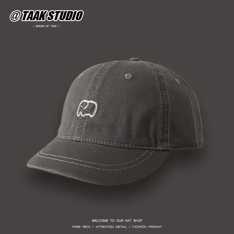 American Retro Elephant Cap Women Summer Short Brim Duckbill Cap