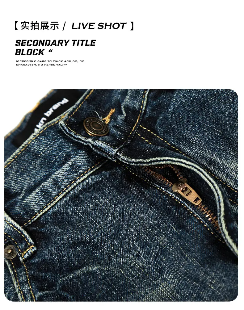 11Kn American Retro Dark Blue Jeans for Men Women Wide Leg Casual Pants — feature 16