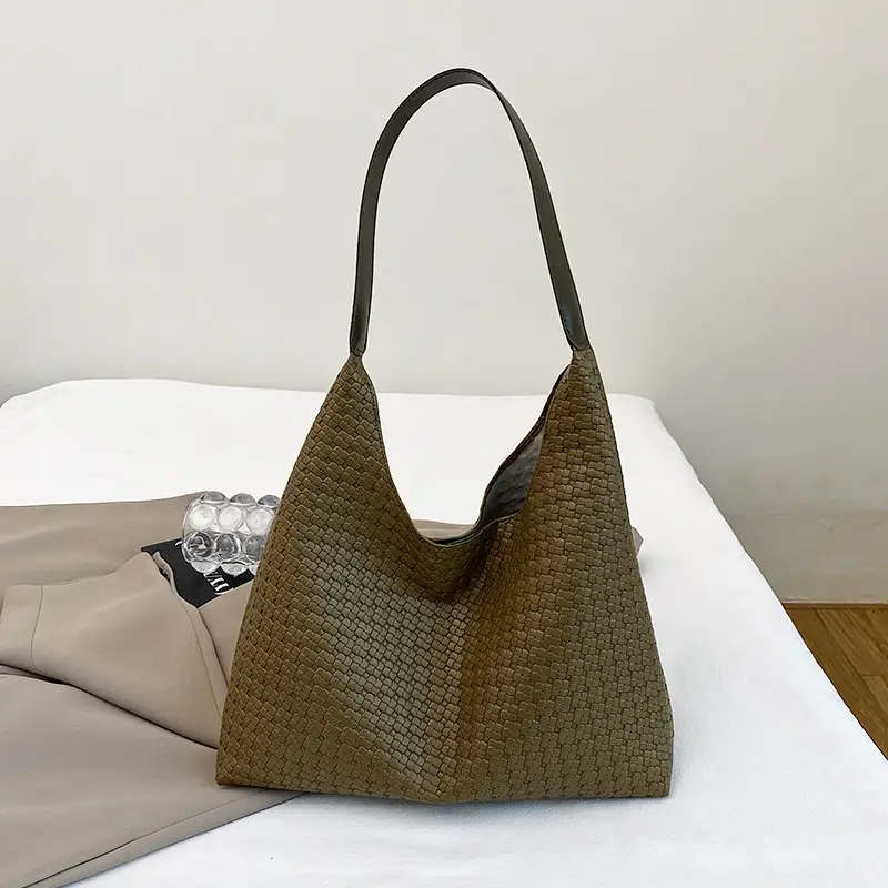 Women Retro Woven Tote Bag Brown 2025