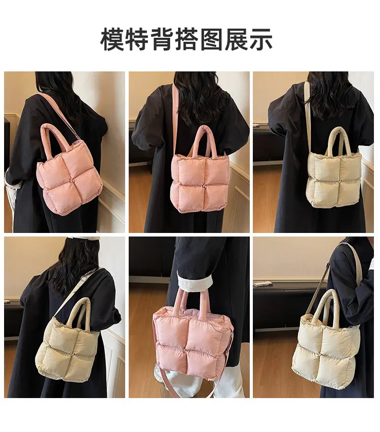 Pink Embroidered Puffer Shoulder Bag for Women — feature 10