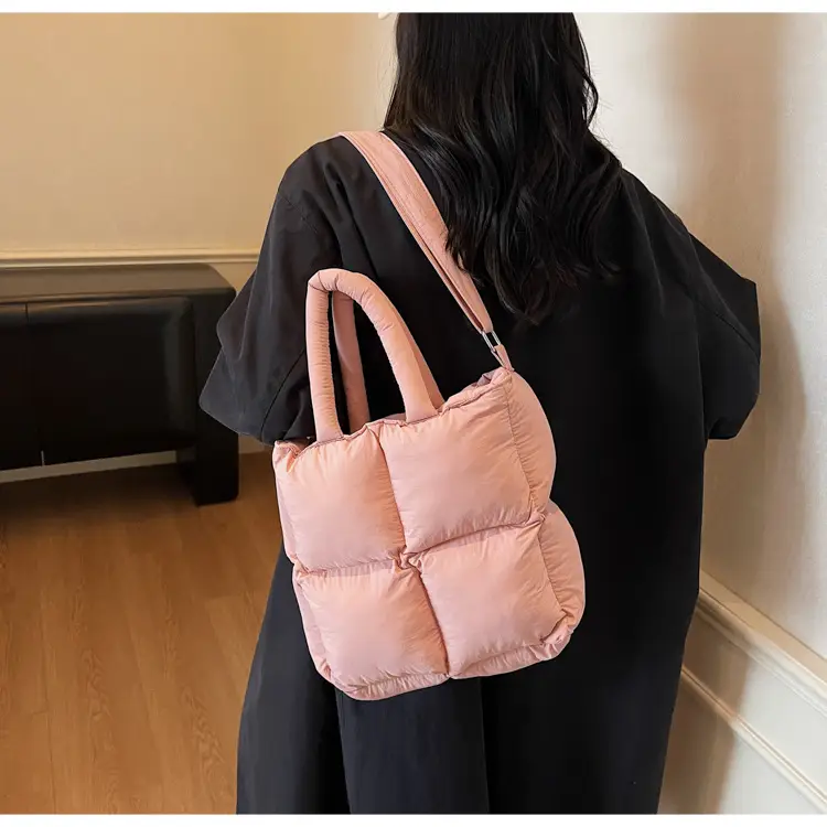 Pink Embroidered Puffer Shoulder Bag for Women — feature 11