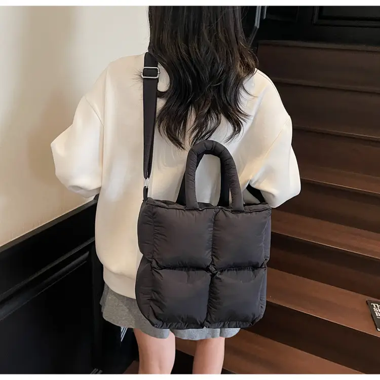 Pink Embroidered Puffer Shoulder Bag for Women — feature 20