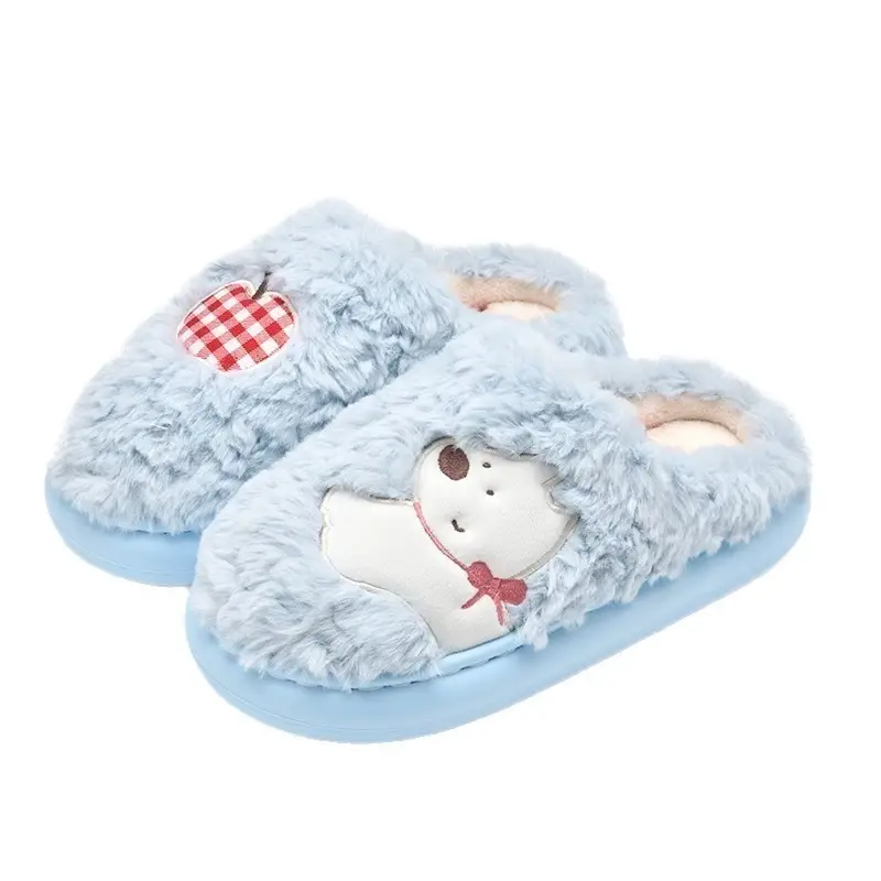 Women Cotton Winter Slippers Blue Plush Warm Indoor - Image 10