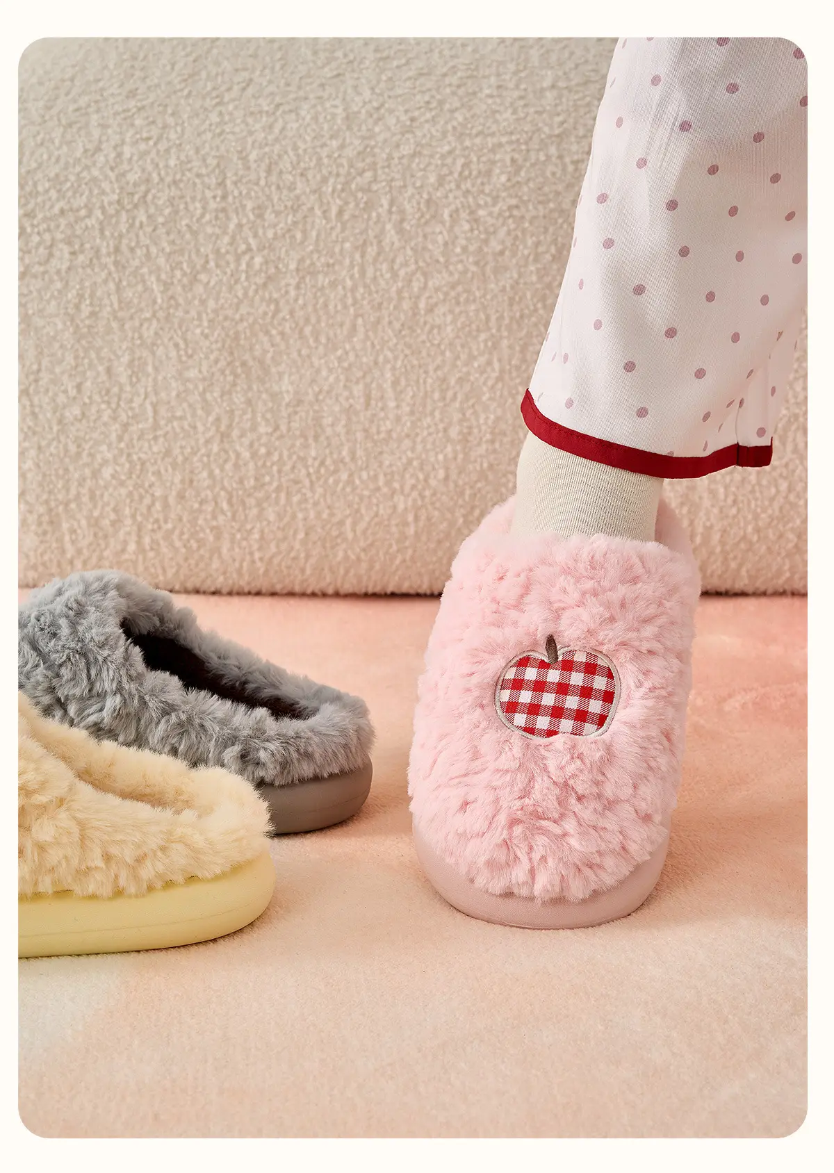 Women Cotton Winter Slippers Blue Plush Warm Indoor — feature 16