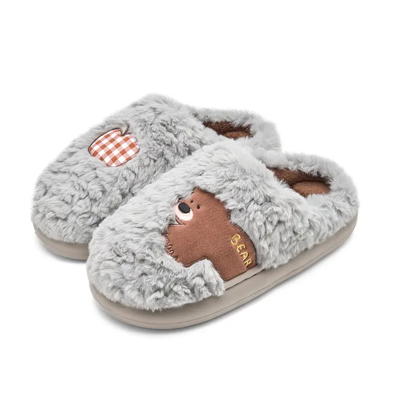 Women Cotton Winter Slippers Blue Plush Warm Indoor - Image 3