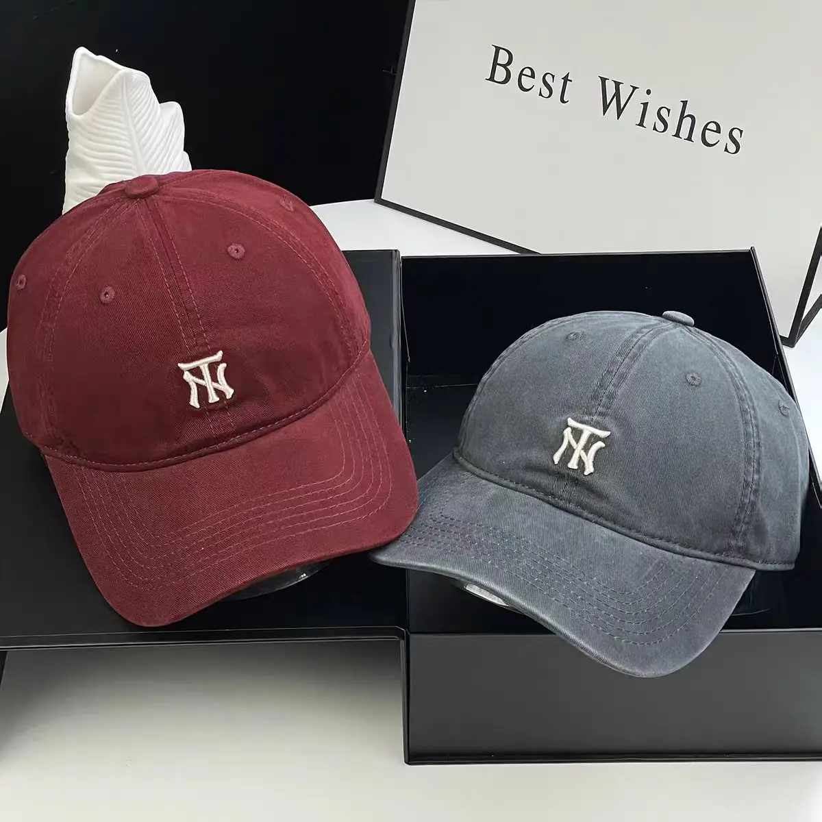 Women's Grey NY Logo Baseball Cap with Wide Brim - Image 12