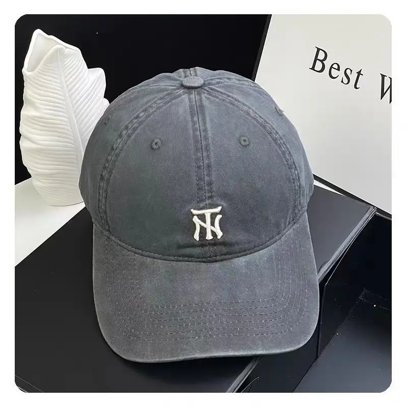 Women's Grey NY Logo Baseball Cap with Wide Brim — feature 12