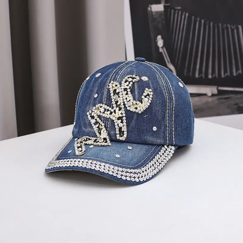 Cross-Border New Baseball Cap with Rhinestone Studded Denim Duckbill Cap - Image 4