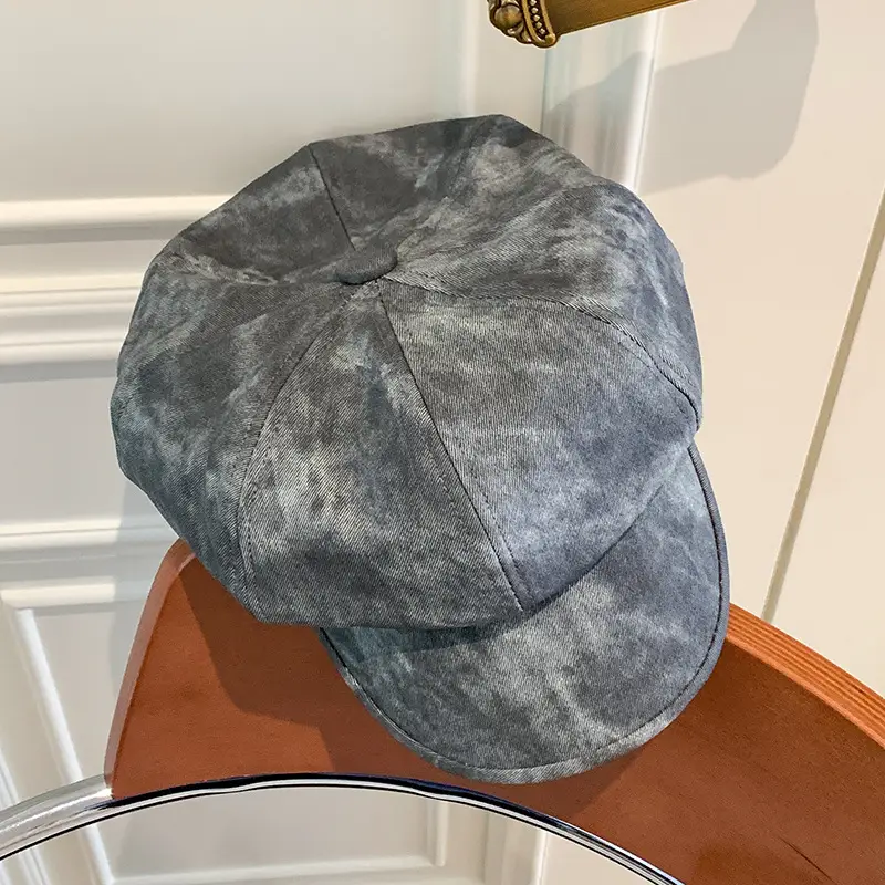 Japanese Retro Tie-Dye Octagonal Hat for Women 2025