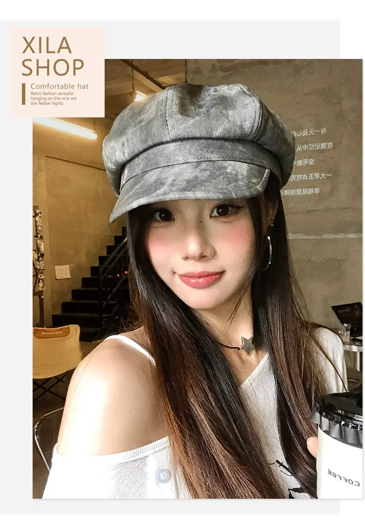 Japanese Retro Tie-Dye Octagonal Hat for Women 2025 — feature 4